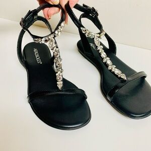 Aerosoles Black Sandals with Rhinestones, 
Size 6 1/2